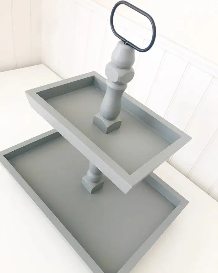 View 3 of Rectangle Tiered Tray in Farmhouse Gray, 15" - Foundations Decor