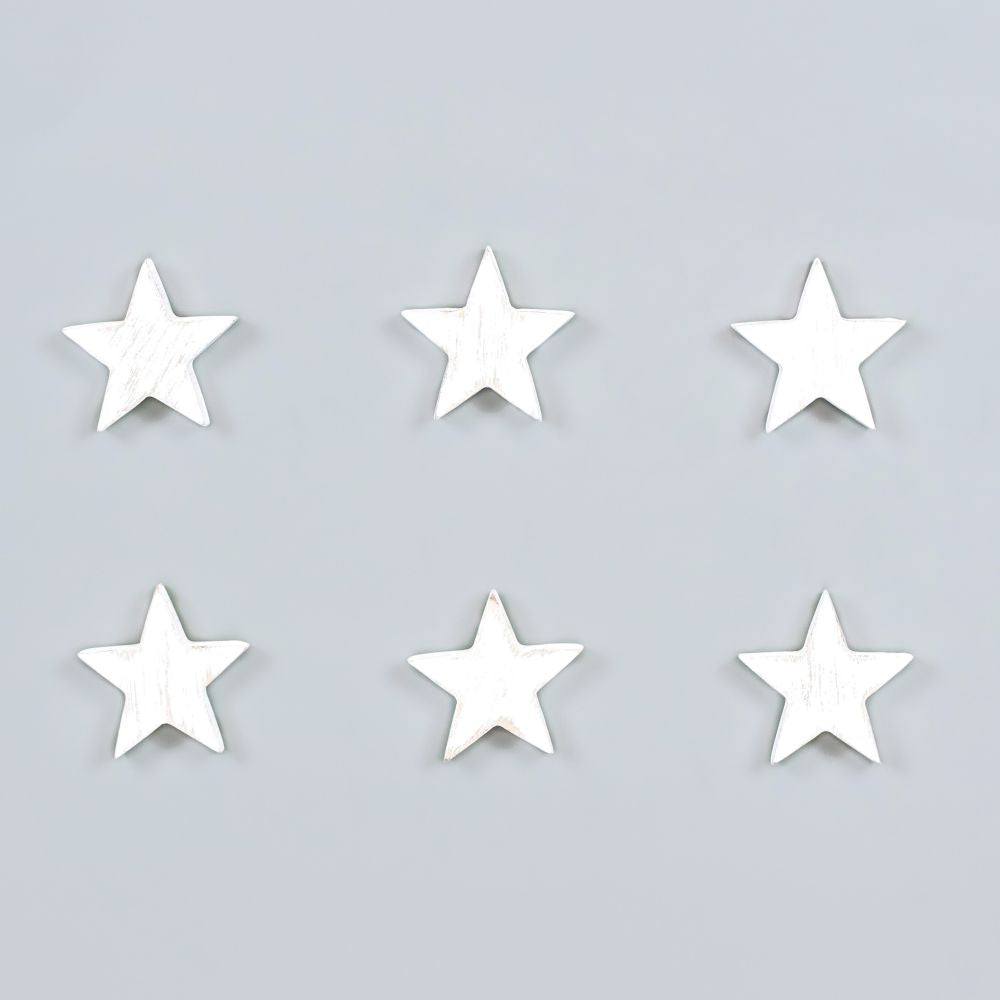 Wood Star Shapes - White (Set of 6)