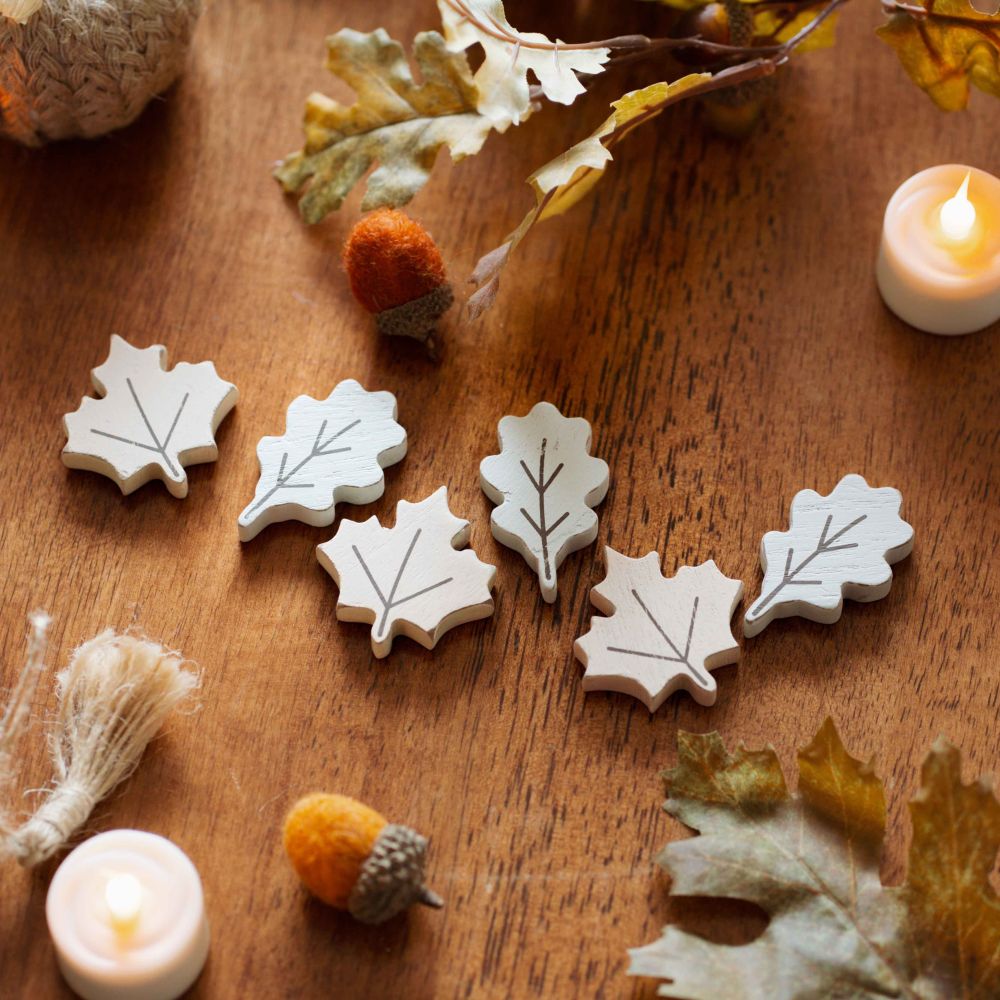 Wood Leaf Shapes Set of Six