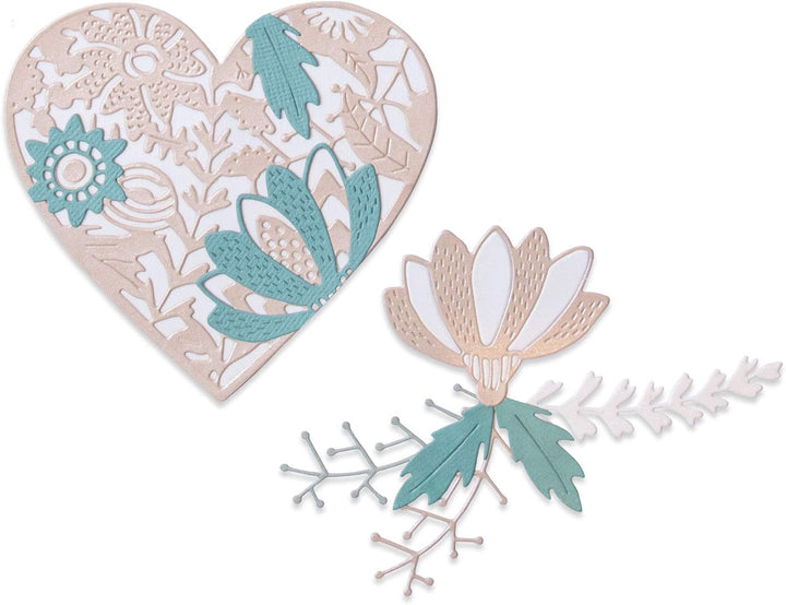 Bold Floral Heart Thinlits Dies - Jenna Rushforth - Sizzix