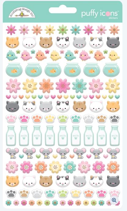 Puffy Icon Stickers - Pretty Kitty Collection- Doodlebug Design