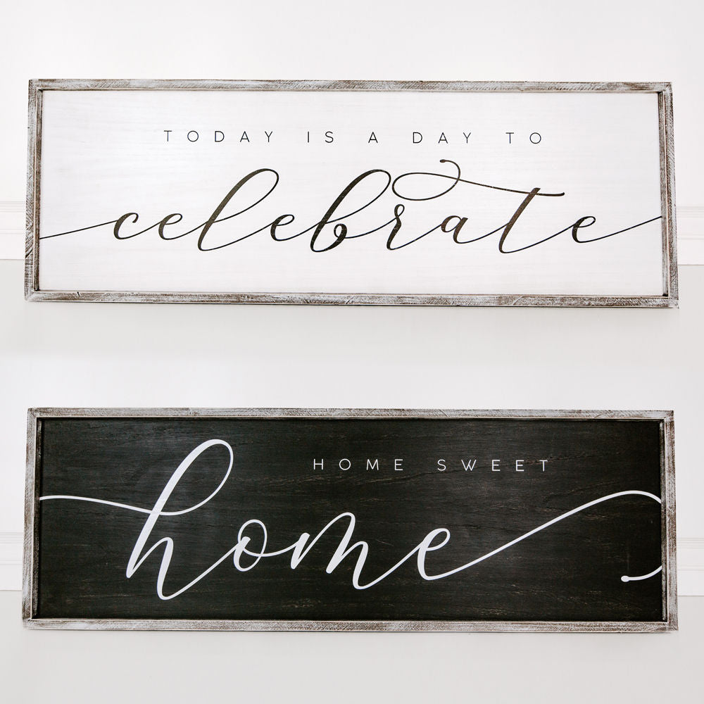 HOME/CELEBRATE Reversible Wood Frame Sign