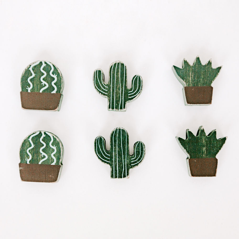 Wood Cactus Shapes Set of 6
