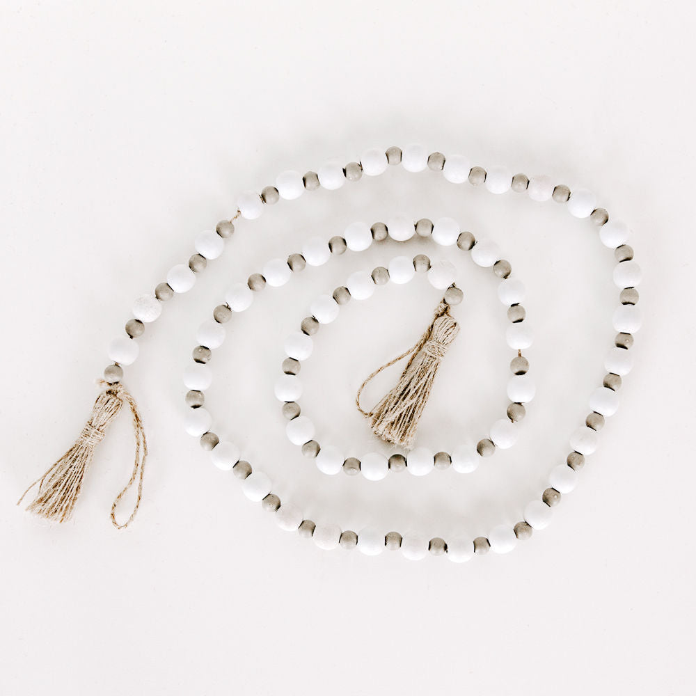 Wood Bead Garland - White & Grey