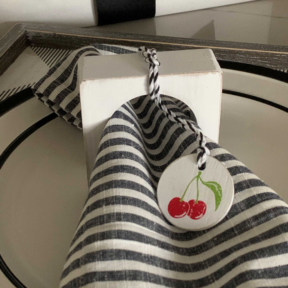 Wood Napkin Ring - Cherry Pattern