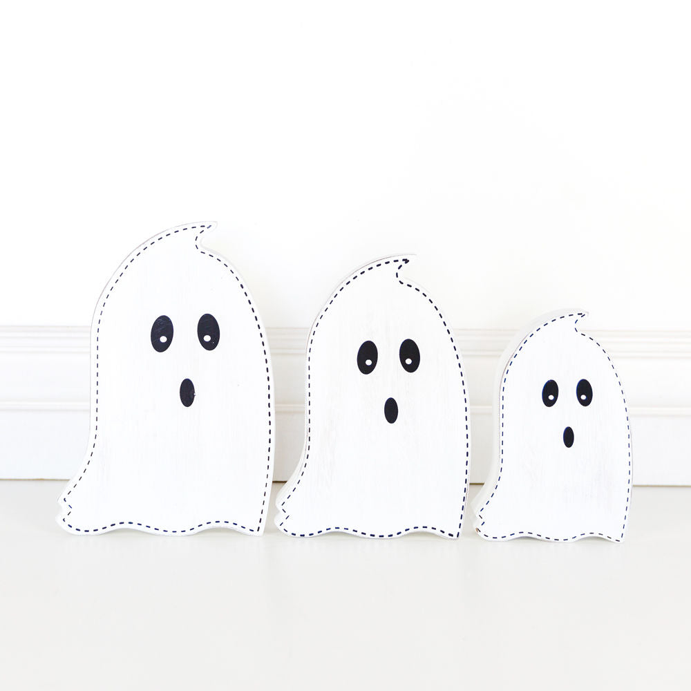Wooden Ghost Cutouts - Set of 3