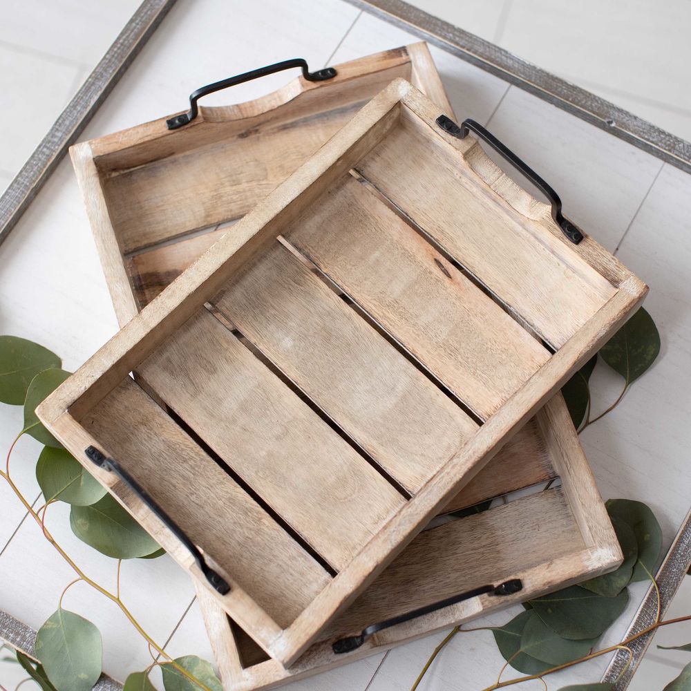 Mango Wood Nested Trays Set of 2