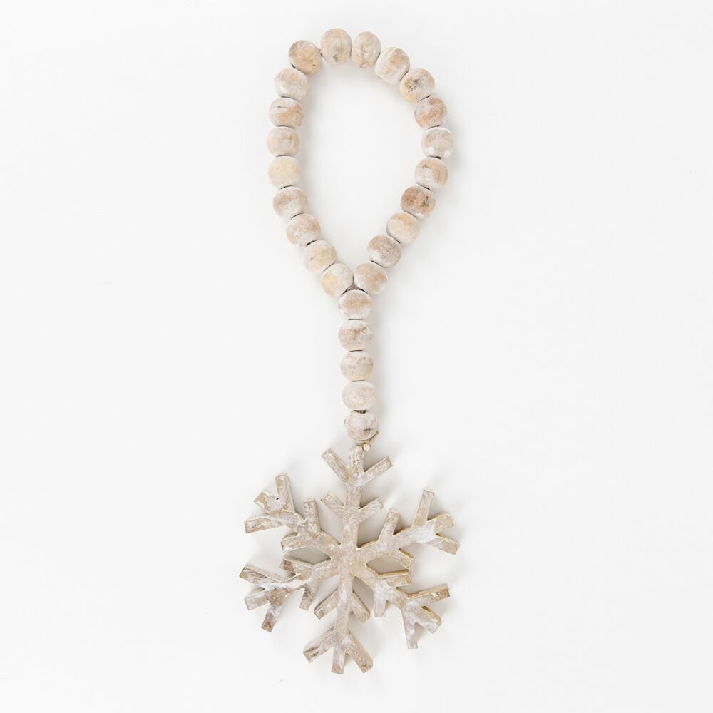 16" Mango Wood Snowflake Ornament