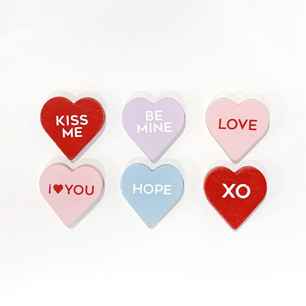 Conversation Hearts Wood Shapes - Set of 6