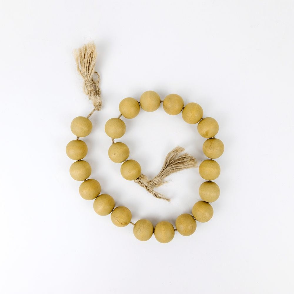 24" Bamboo Wood Bead Garland with Tassels
