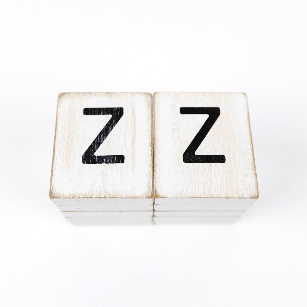 Wood Letter Z Tile - White & Black