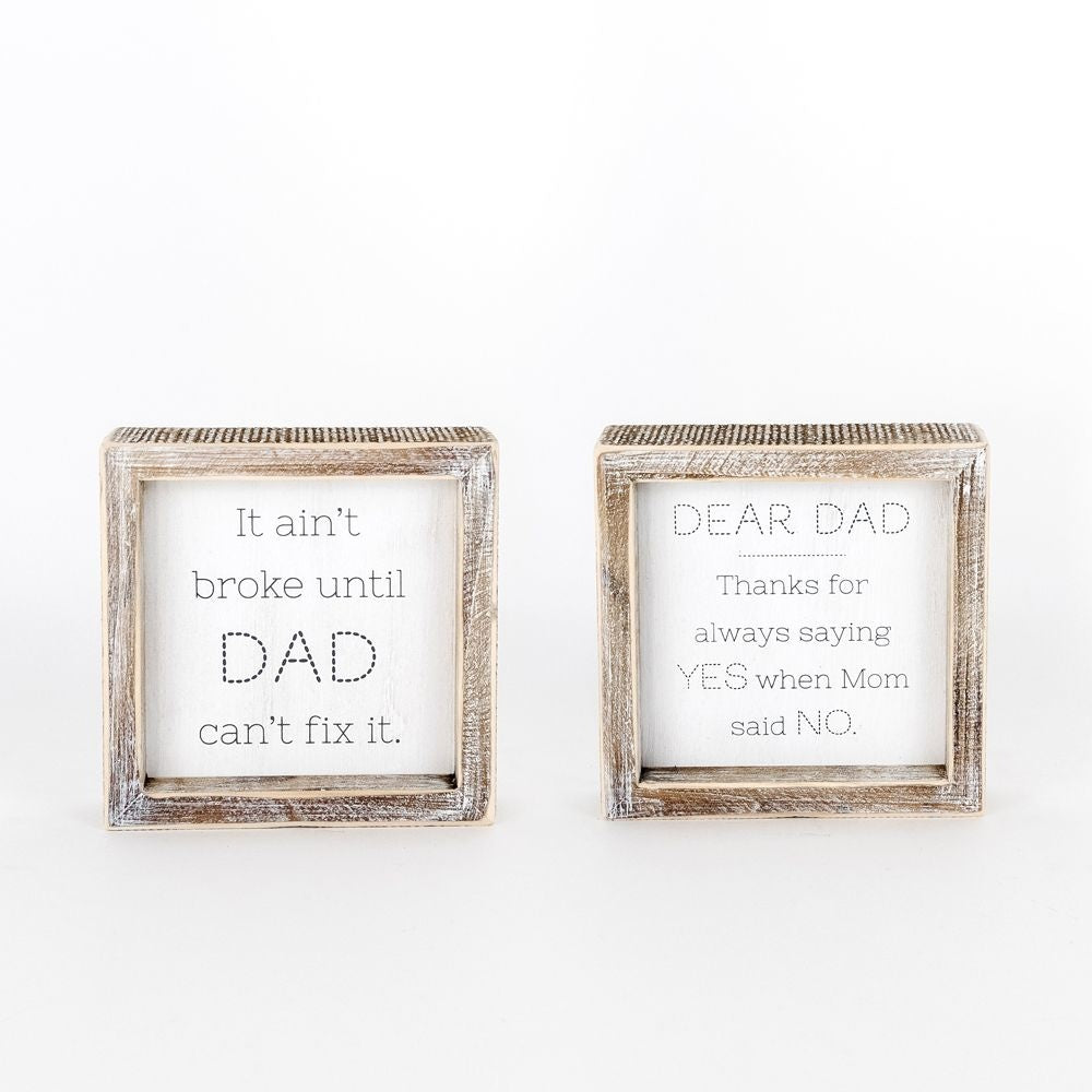 Dad/Yes Reversible Wood Frame Sign