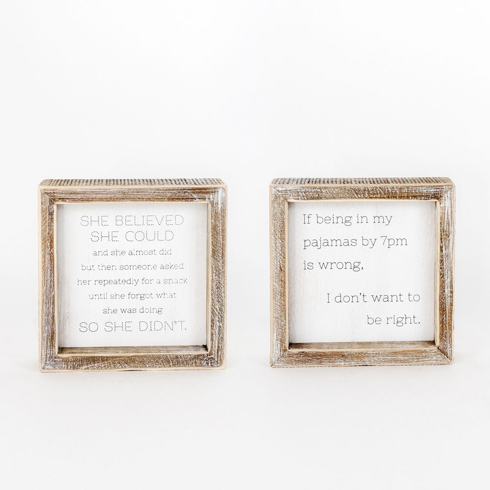 Reversible Wood Frame Sign - Believe/Pajamas