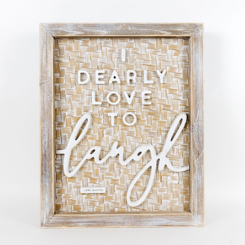 Laugh Wood Framed Sign