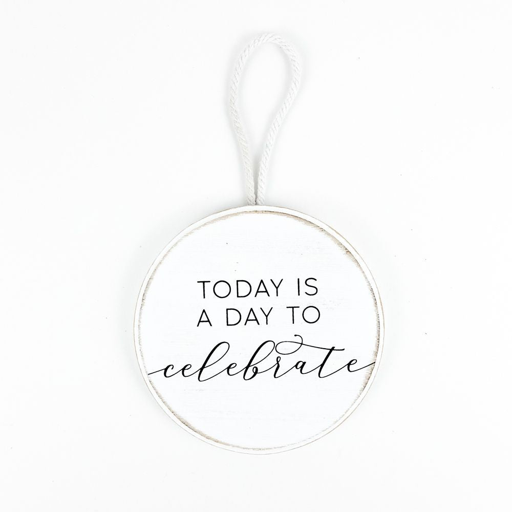 Celebrate Wood Round Ornament