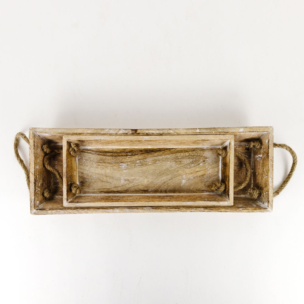 Mango Wood Nested Trays - Set of 2