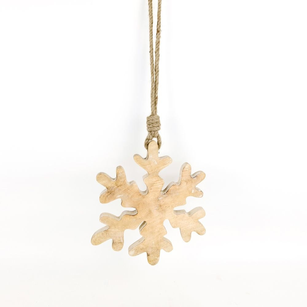 12x12 Mango Wood Snowflake Ornament