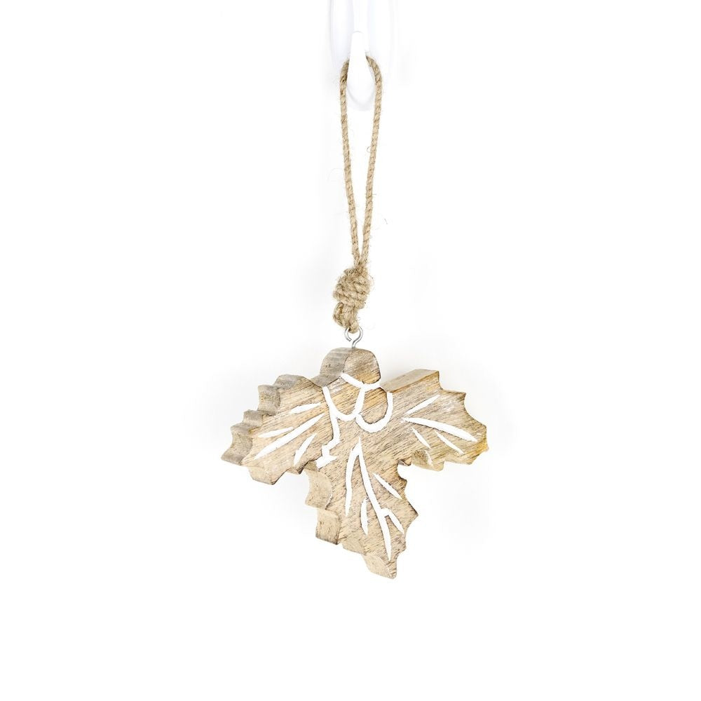 Holly Berry Mango Wood Ornament