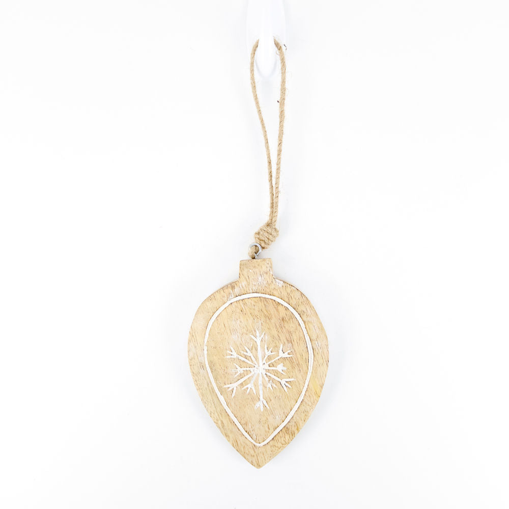4x6 Mango Wood Teardrop Ornament