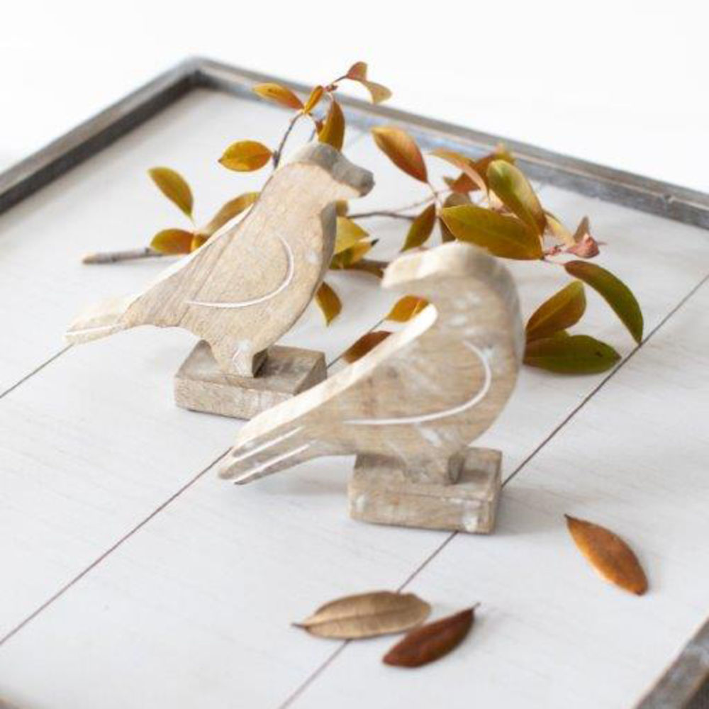 Mango Wood Bird Cutouts - Set of 2