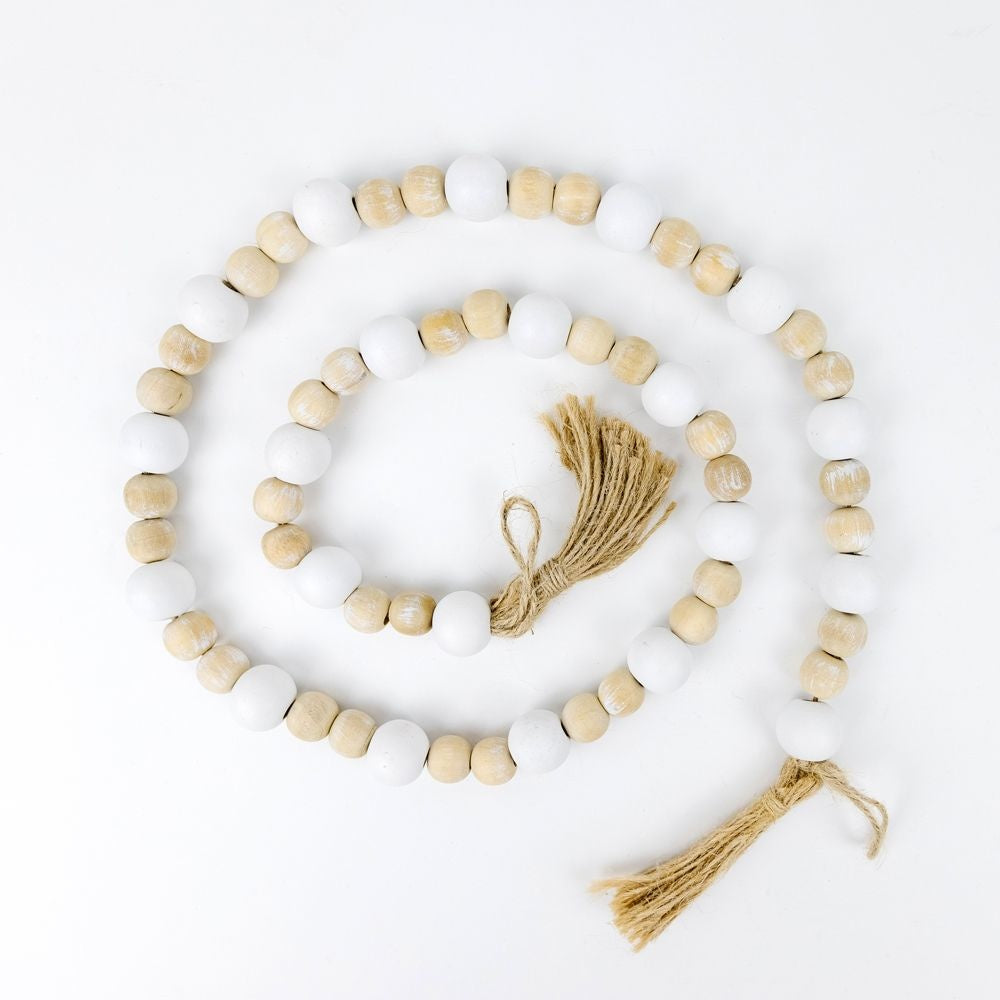 Bamboo Wood Bead Garland with Tassels