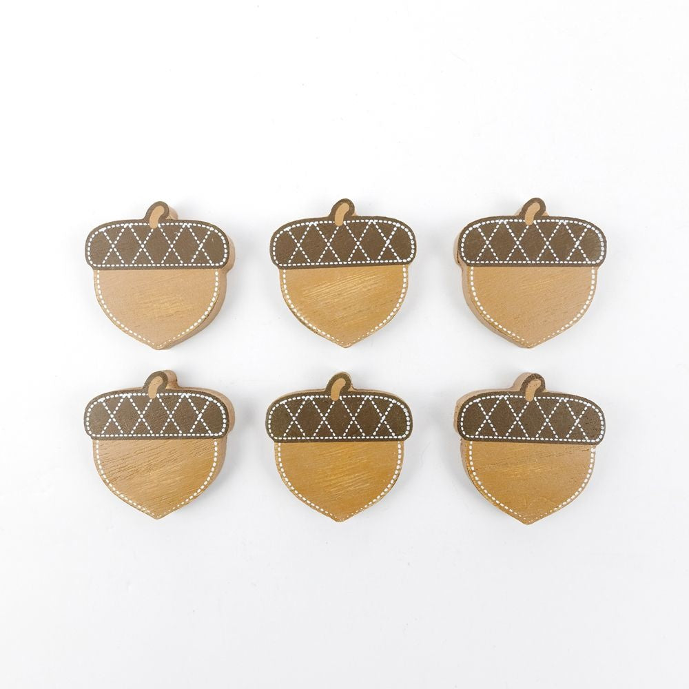 Wood Acorn Shapes Set of 6
