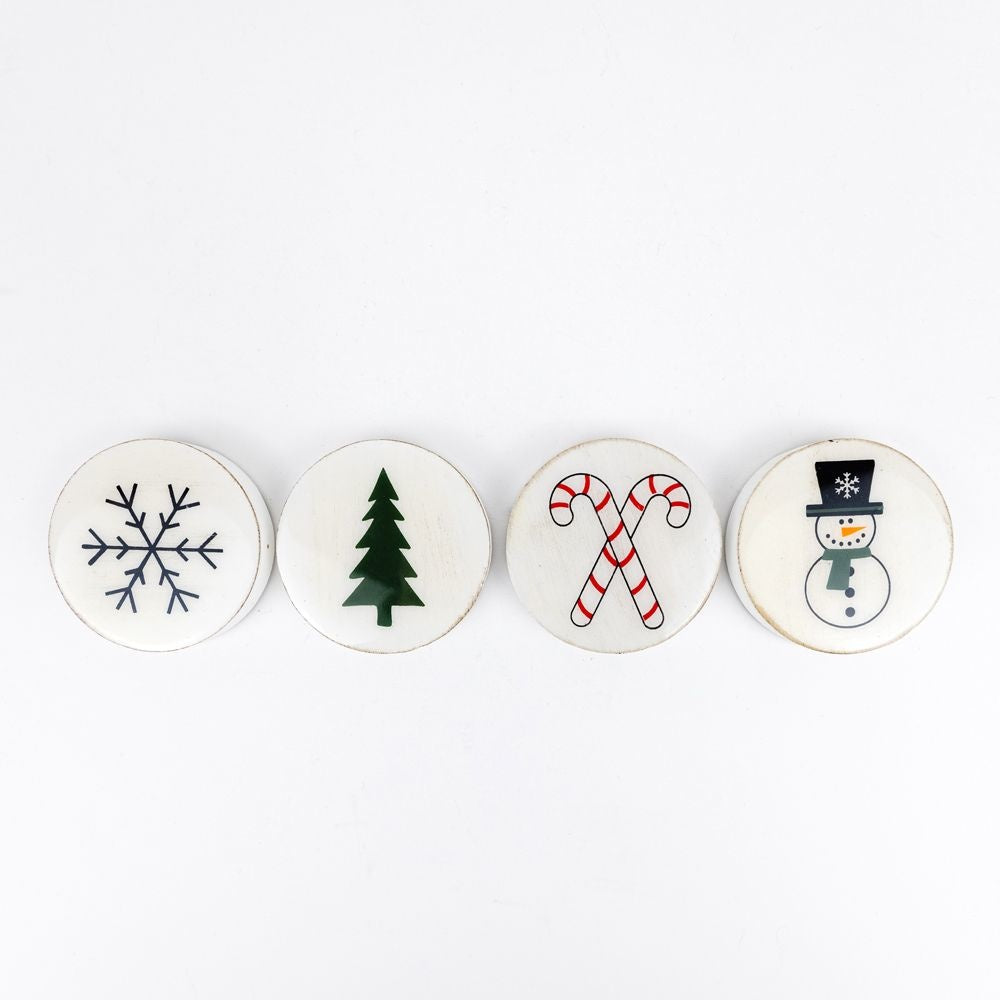 Holiday Wood Magnets - Set of 4