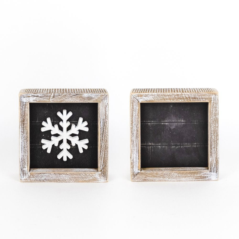 Snowflake Reversible Wood Sign - Believe In Kindness