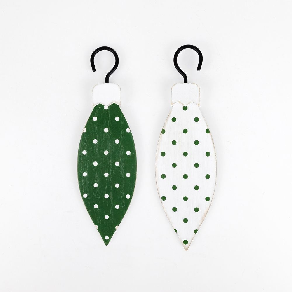 2x6 Polka Teardrop Wood Ornament - Believe in Kindness
