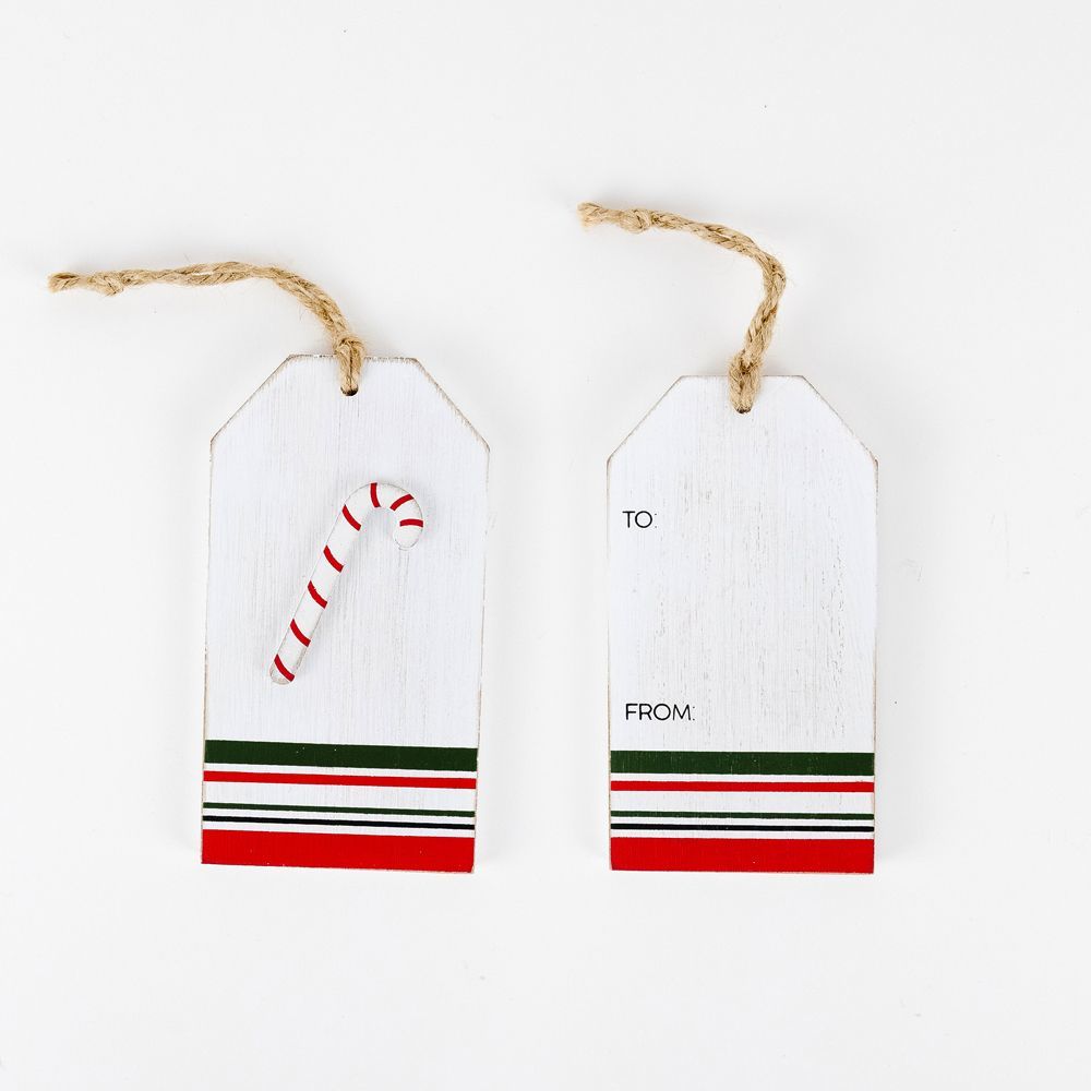 Candy Cane Wood Gift Tag