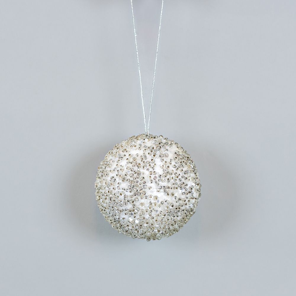 White Jewel Ball Ornament