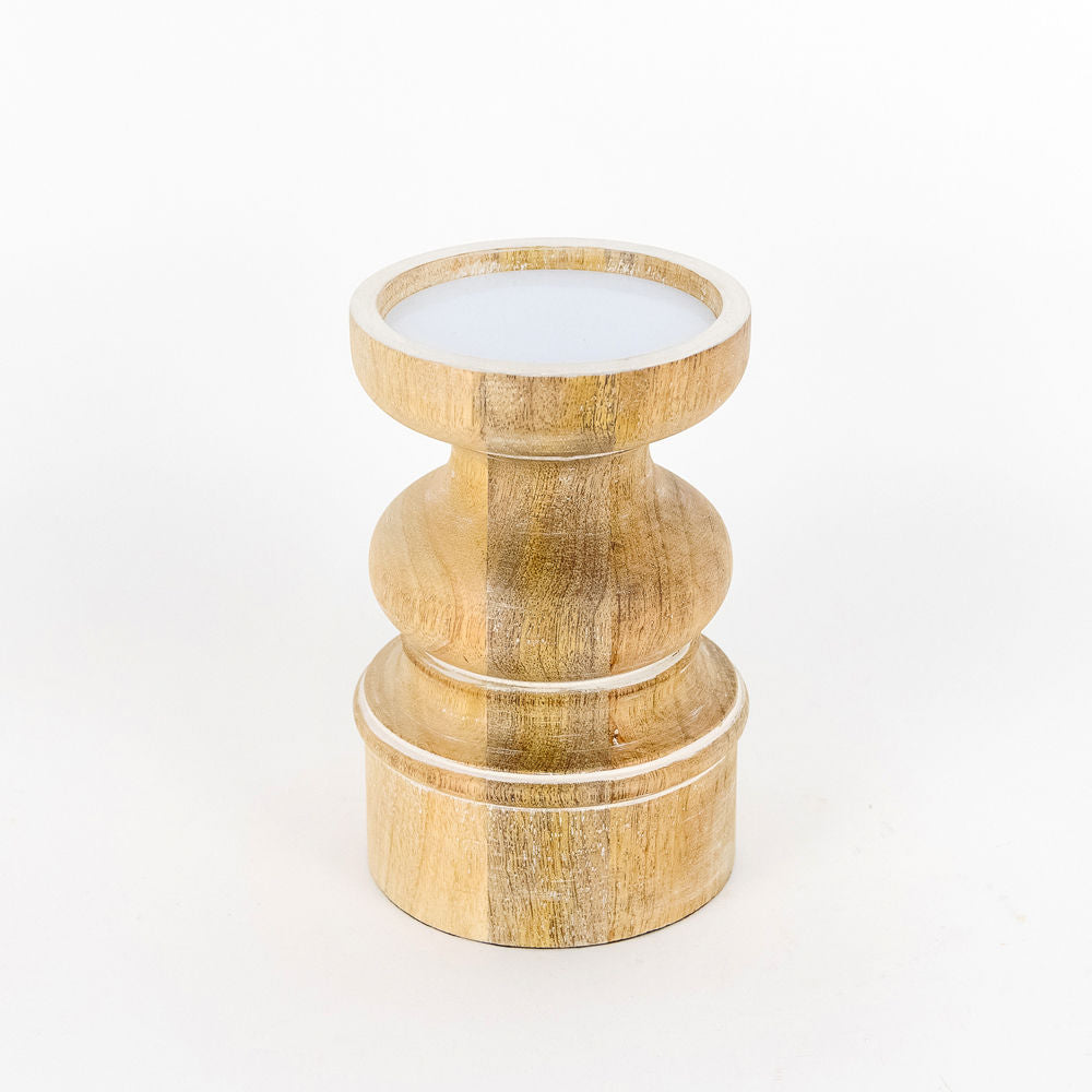 White Mango Wood Candle Holder