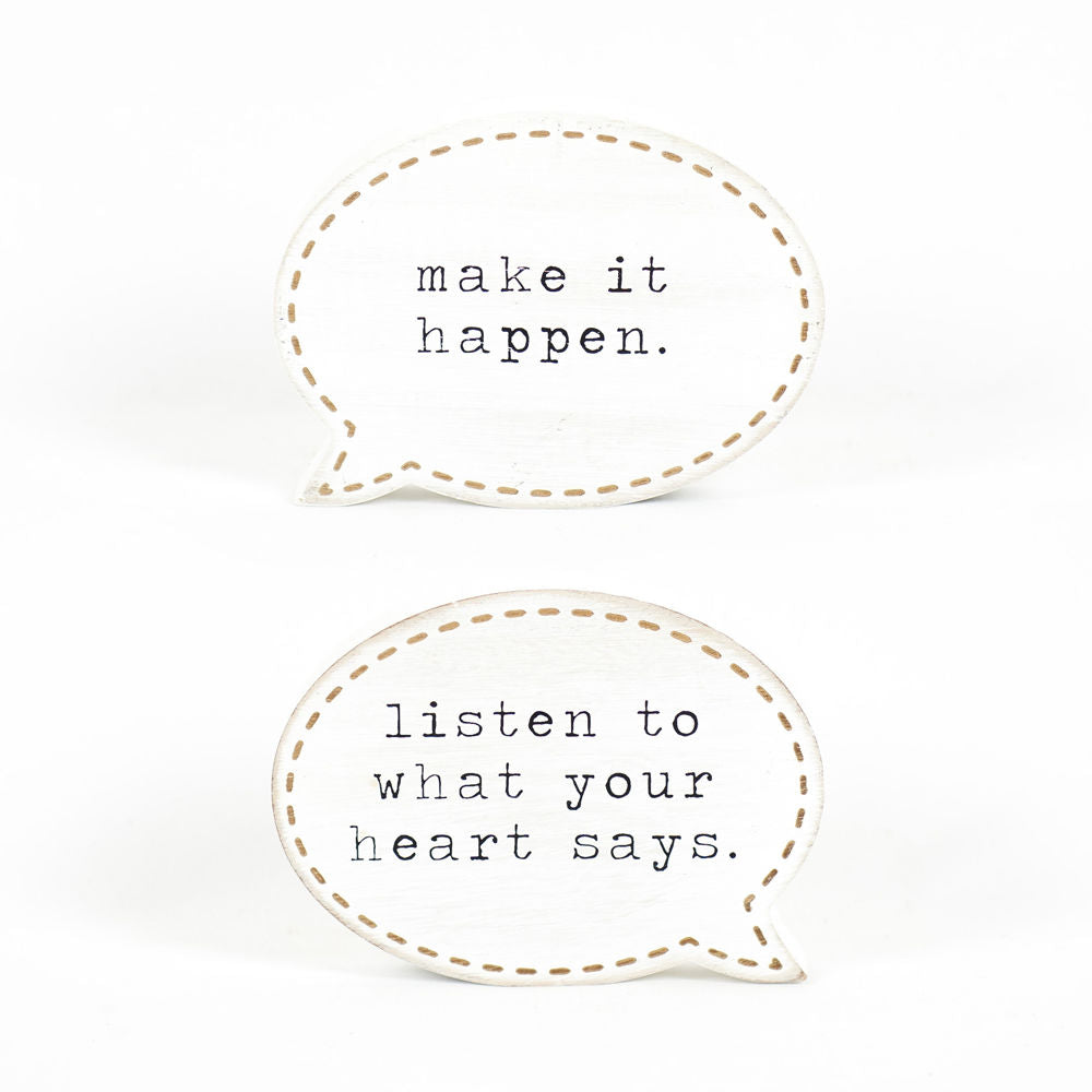Listen/Happen Reversible Wood Sign