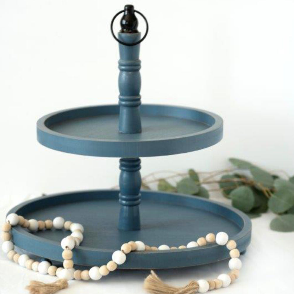 Two-Tiered Wood Display Tray