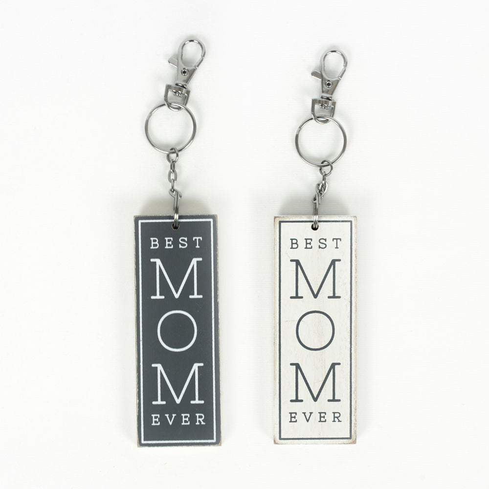 Mom Reversible Wood Keychain