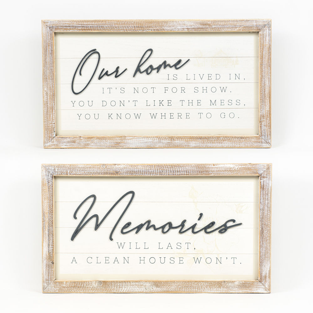 Reversible Wood Frame Sign - Memories/Home