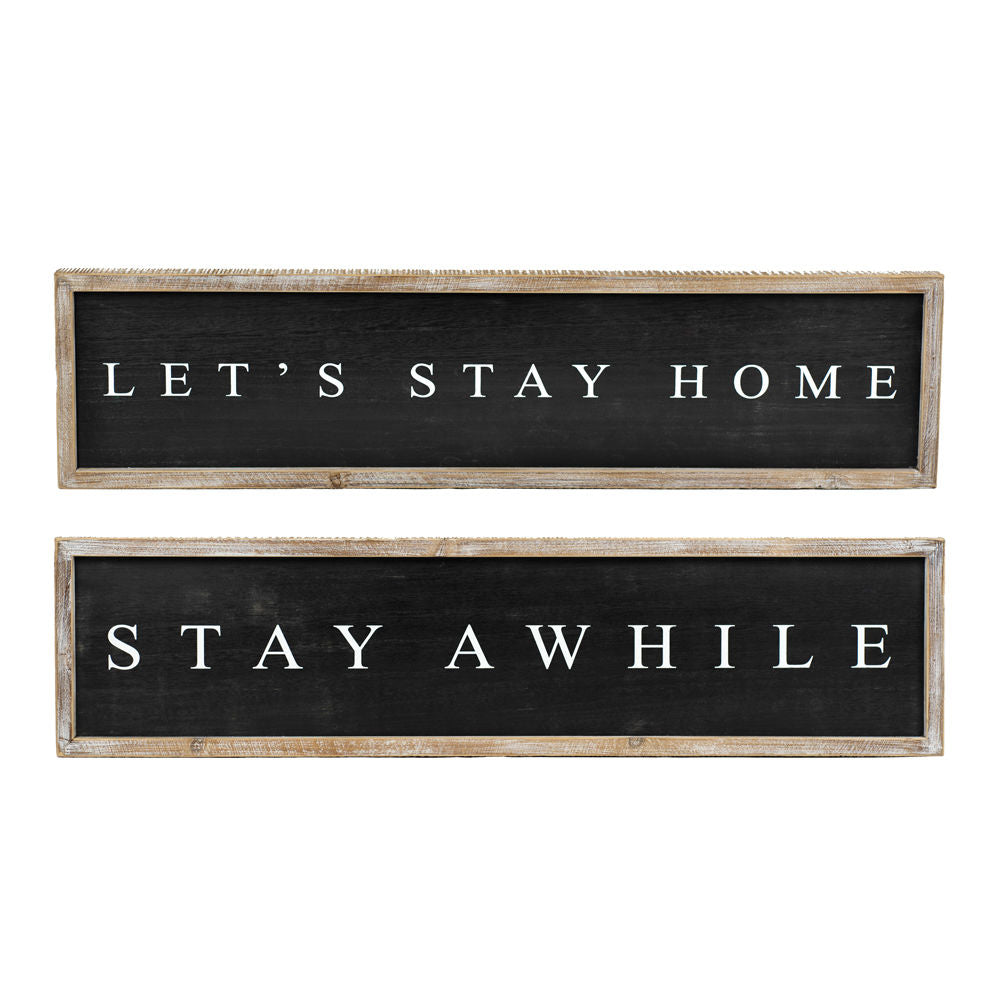Reversible Wood Frame Sign - Stay Home & Stay Awhile