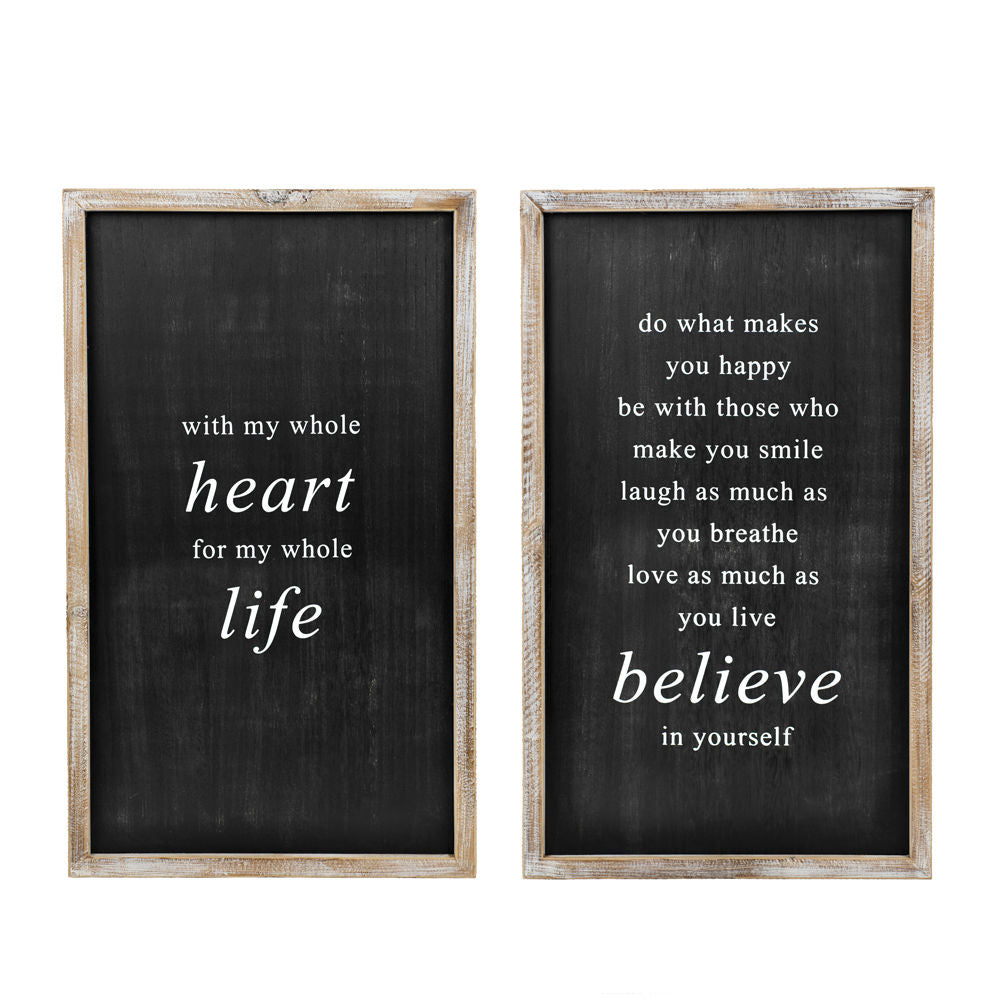 Reversible Wood Frame Sign - BELIEVE/HEART