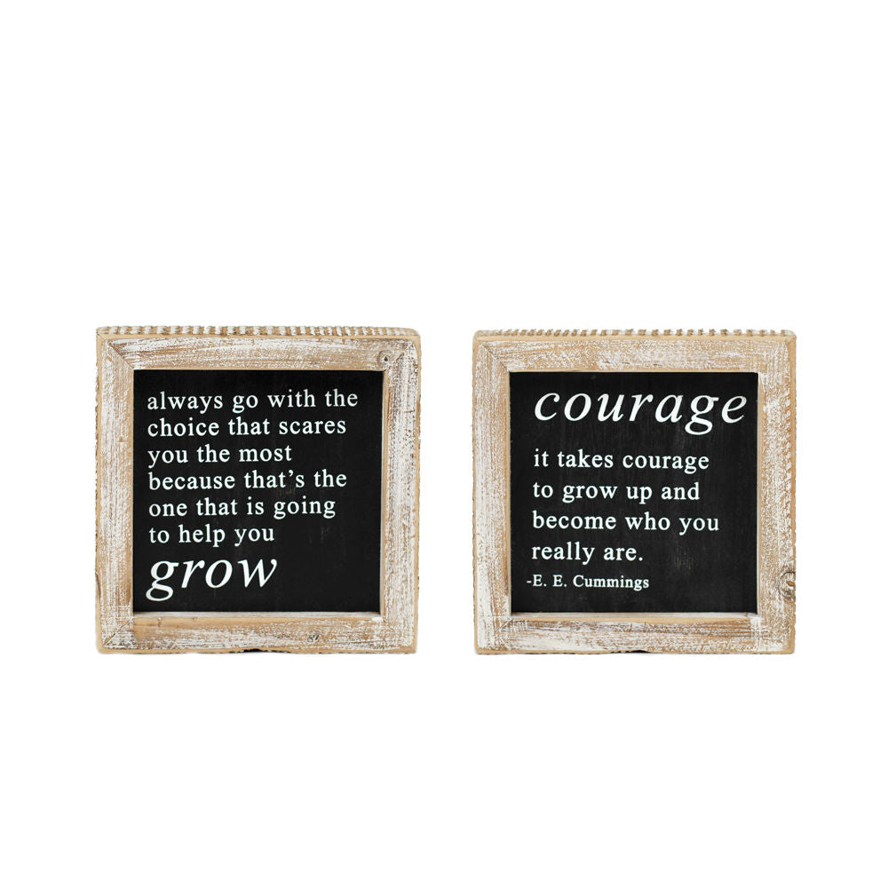 Courage/Grow Reversible Wood Sign
