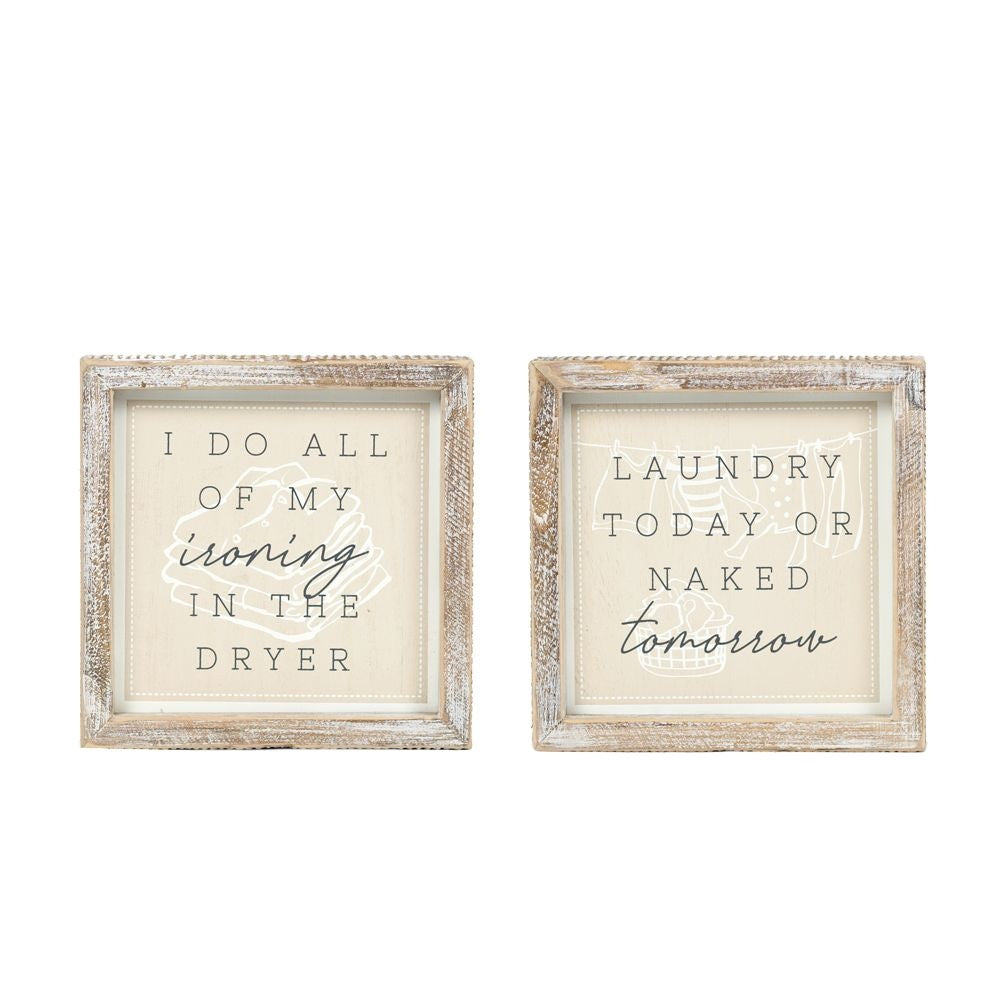 Reversible Laundry Wood Frame Sign