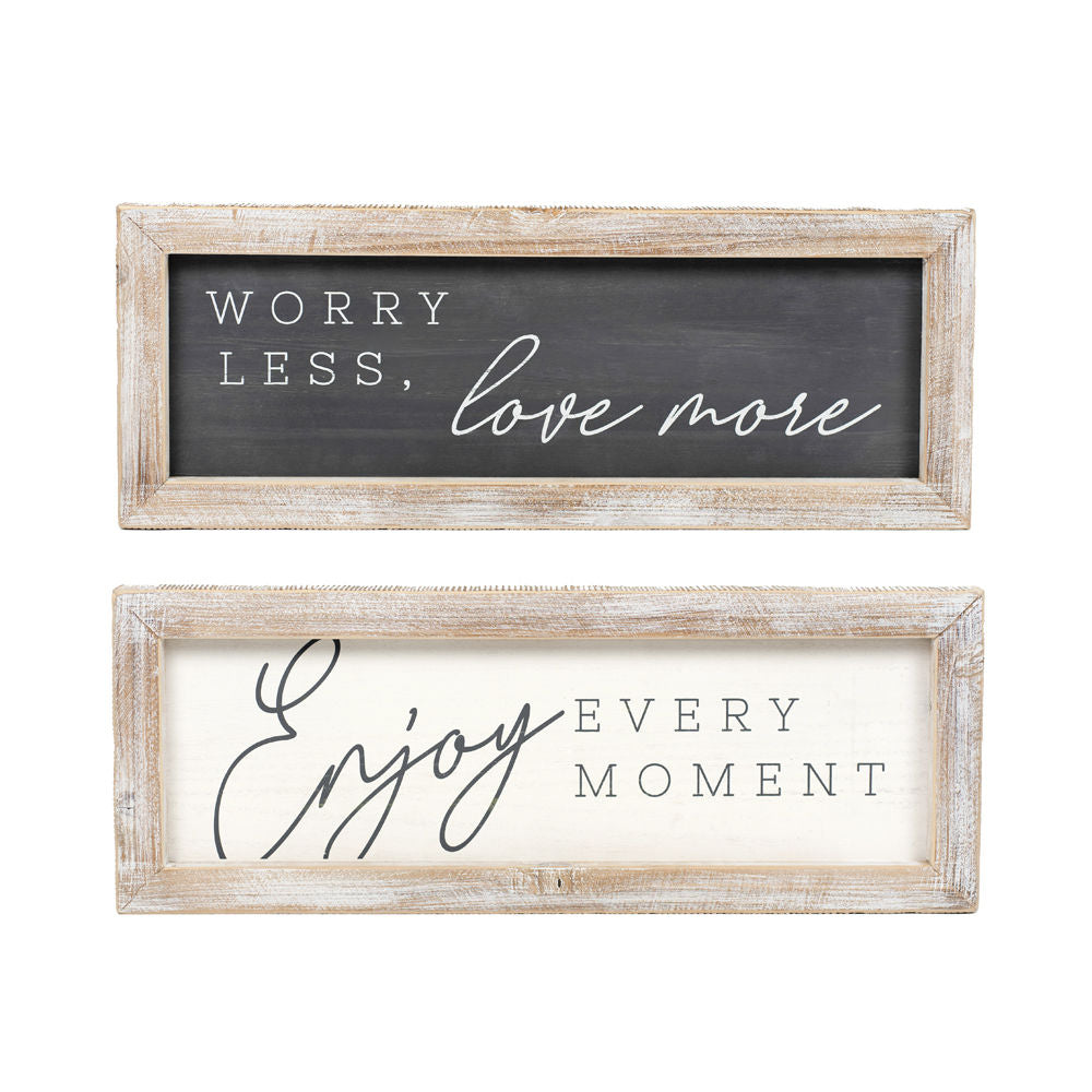 24x9x2 Reversible Wood Frame Sign - Love/Enjoy