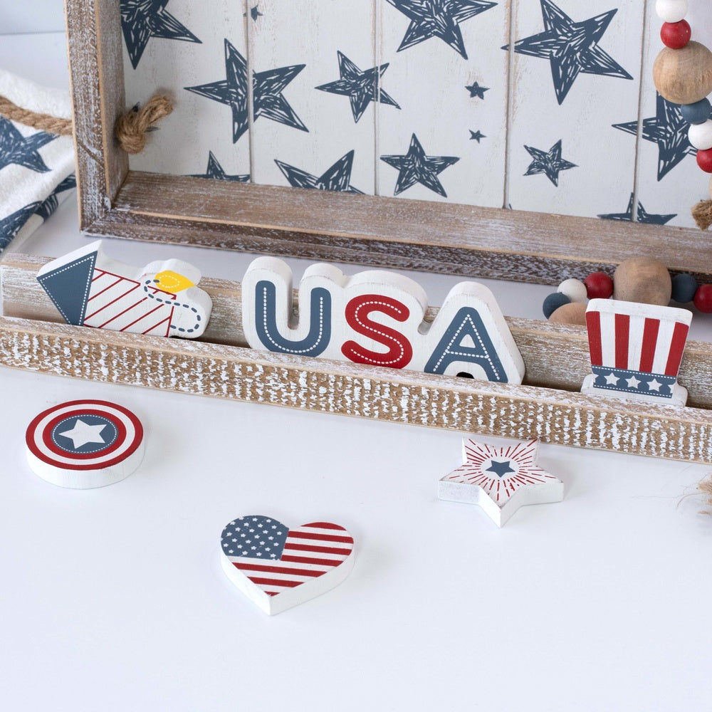 America Wood Shapes Set of 6