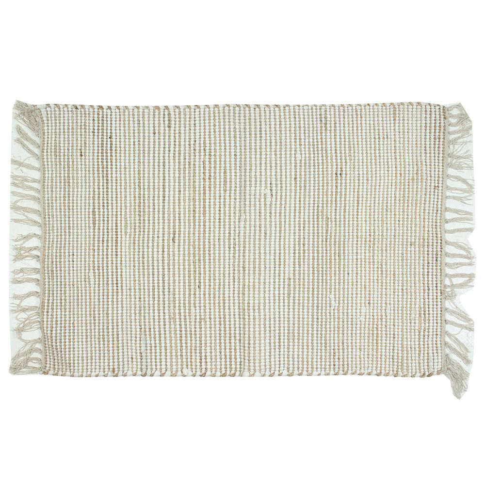 24x35 Rug 24x35 Natural White Jute Chindi Rug with Fringes