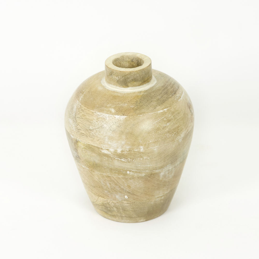 Mango Wood Vase - Natural White