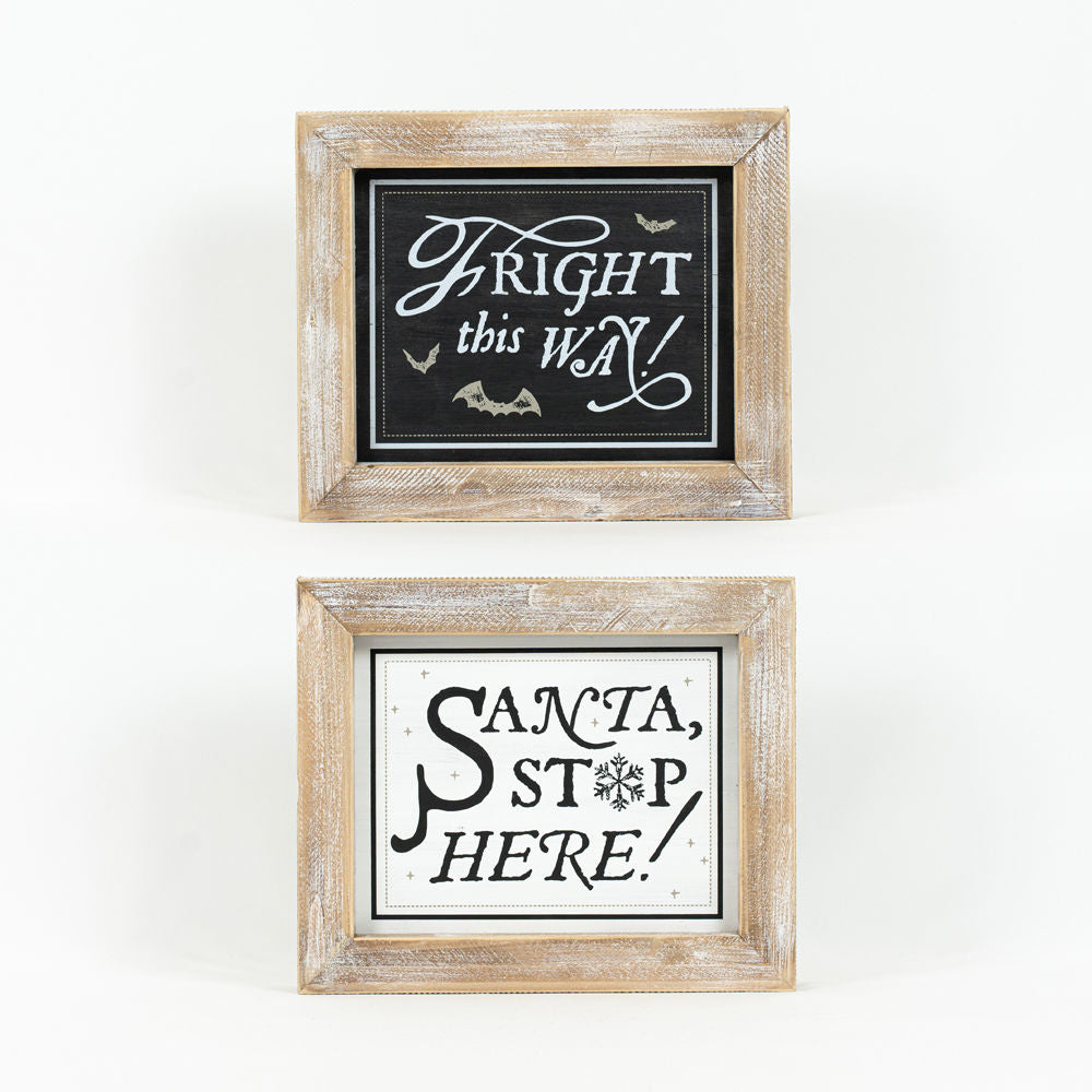Reversible Wood Framed Christmas Sign