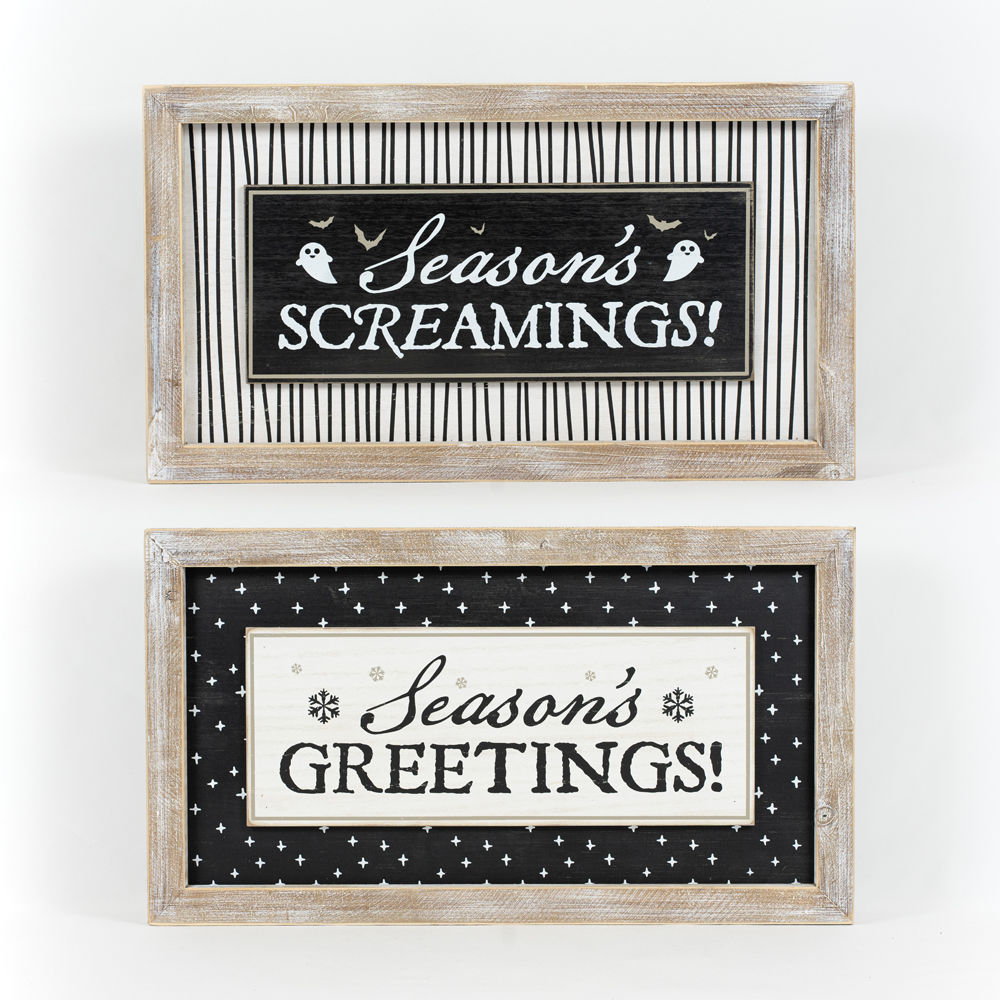 Reversible Seasonal Greetings Wood Sign