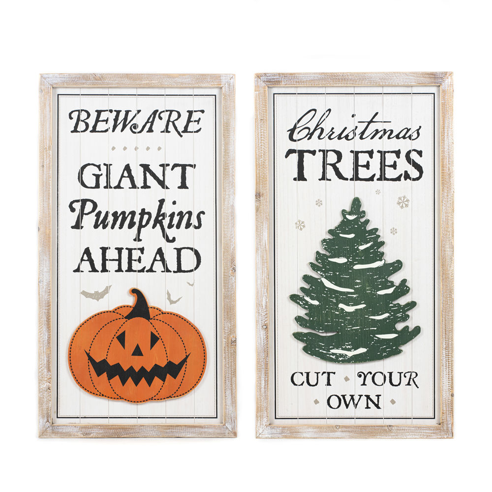 Reversible Wood Framed Seasonal Sign