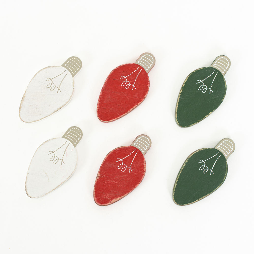 Wood Light Bulb Shapes - Set of 6