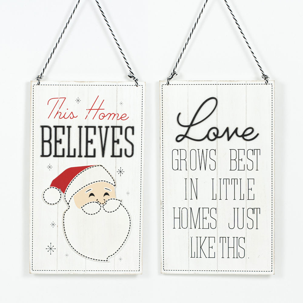 Christmas Believes/Love Reversible Wood Sign