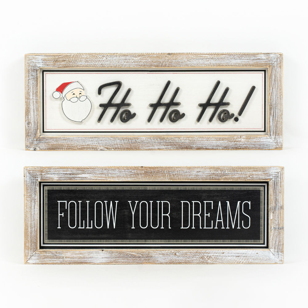 Reversible Wood Frame Sign - Ho Ho Ho & Dreams